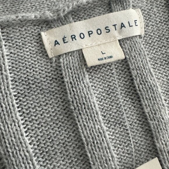 NEW $49.95 AEROPOSTALE Gray Button Up Crop Sweater Women's Size L - Picture 5 of 6